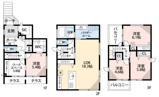 神戸市垂水区舞子台　新築一戸建ての間取り