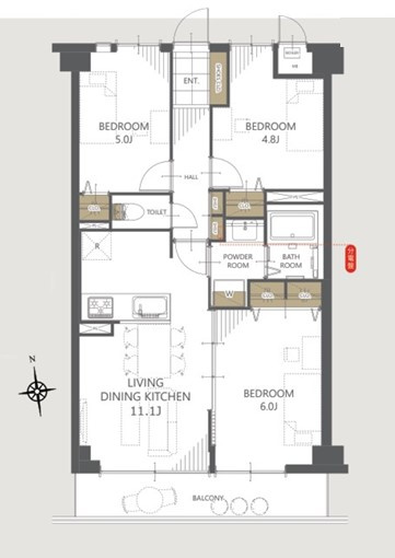 グレンモアスワＢ館の間取り|～南向き3LDK　陽当たり良好、全居室収納完備～