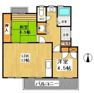 【間取り】 | 富士見コーポ | 快適な広さでゆとりのある2LDKの間取りです！