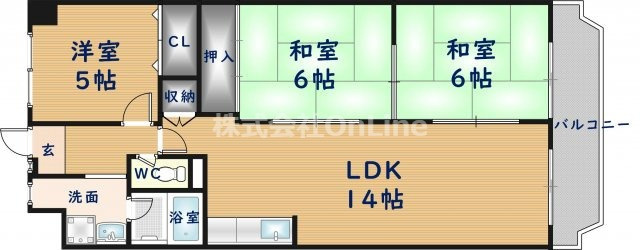 東大阪市友井５丁目の賃貸マンションの間取り