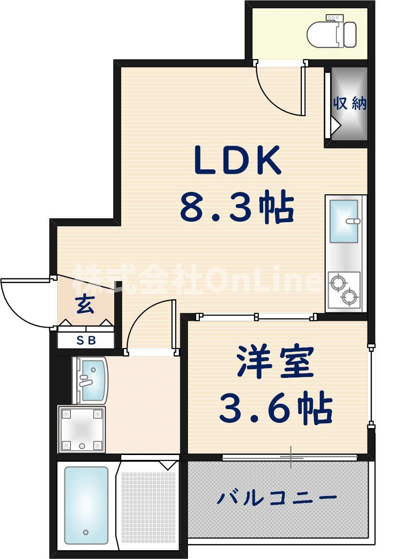 東大阪市友井２丁目のアパートの間取り