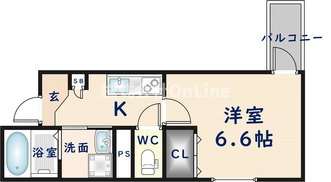東大阪市荒本２丁目のアパートの間取り