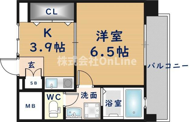 東大阪市横枕西の賃貸マンションの間取り
