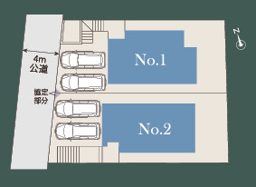 藤沢市辻堂東海岸１丁目　新築戸建　全２棟の区画図|対象地はNo1です。