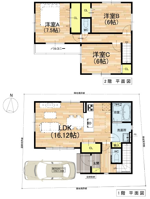 堺市東区日置荘西町　第1期　新築一戸建ての間取り