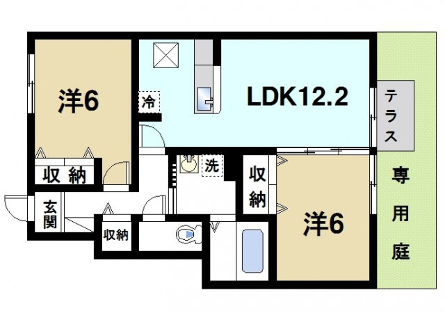 セゾン アザレ　Ｂ棟の間取り|2LDKの間取り
