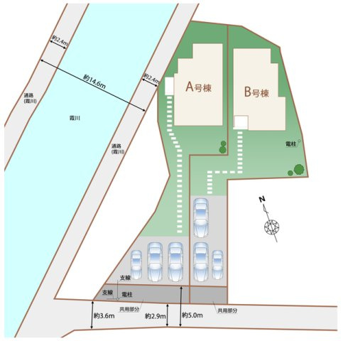 青梅師岡の区画図|全2棟の現場です。最新の販売状況はお問い合わせください。
