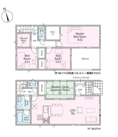 福津市若木台1丁目第8-2棟（2号棟）の間取り