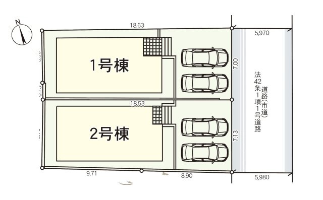 福津市若木台1丁目第8-2棟（2号棟）の区画図|配置図（2号棟）