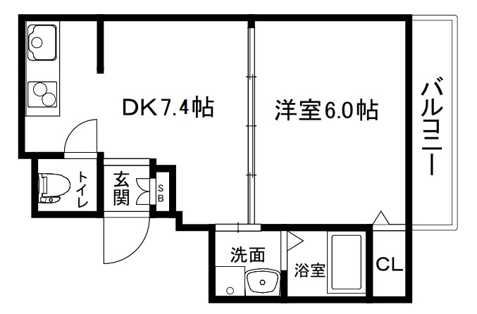 大阪市中央区松屋町住吉の賃貸マンションの間取り