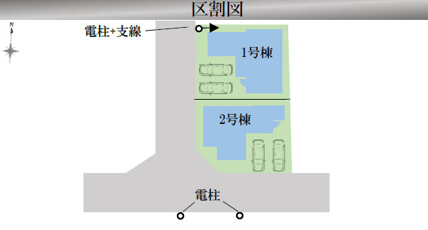 《仲介手数料》所沢市上安松14期　全2棟　2号棟の区画図