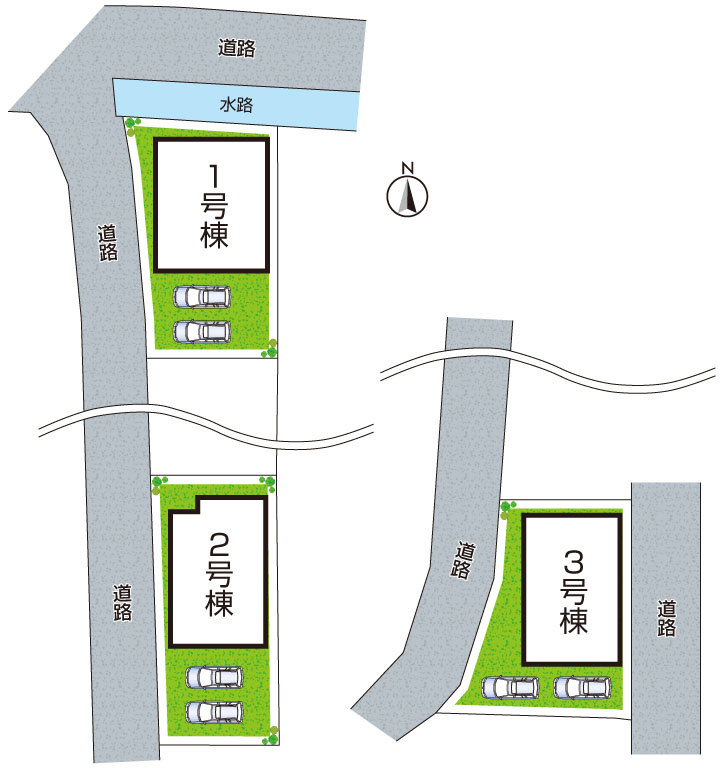 ●31(土)1(日)3(祝)現地説明会！　奈良市南新町　新築一戸建ての区画図|全3区画