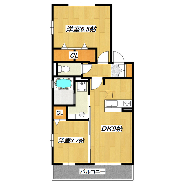 サニーコートの間取り|角部屋で２面採光！振分タイプです！