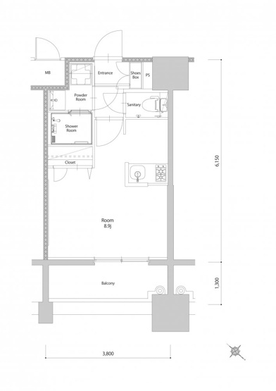 【間取り】 | 新品家具付きマンション築港本町8B(KaGood福岡) | ※間取りと異なる場合は現状を優先します。