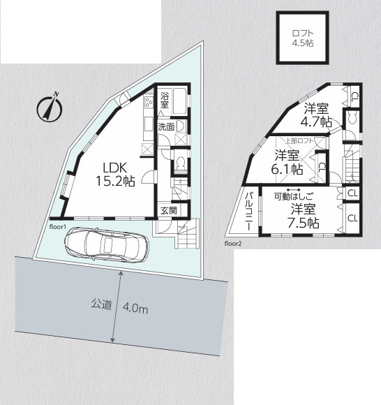 藤沢市城南１丁目　中古戸建の間取り