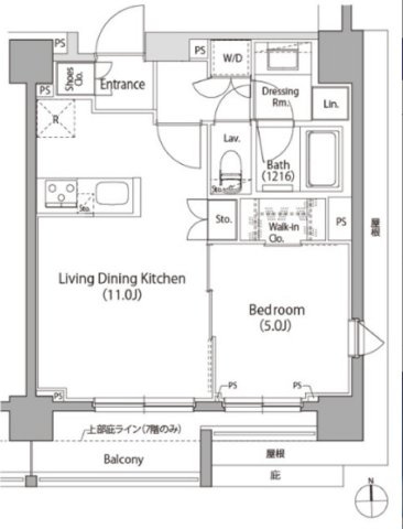 イプセ蒲田Ⅲの間取り|南向きバルコニー南東角部屋の1LDK！
南向き角部屋、カウンターキッチンとウォークインクローゼットがポイント！