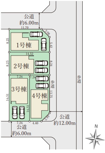 神戸市西区池上　第1期　新築一戸建ての区画図|全4区画