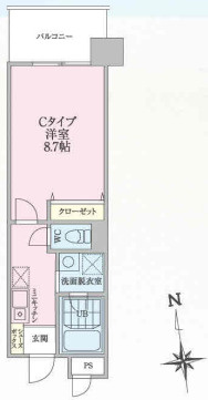 【間取り】 | ハマコートⅢ | 一人暮らしに最適な1K！
