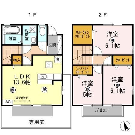 セジュールヴァンⅡの間取り|☆1階LDK・2階洋室3部屋のメゾネット♪