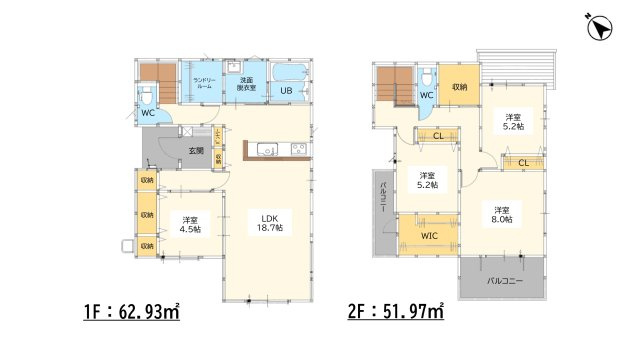 鳥栖市本鳥栖町第3-1棟（1号棟）の間取り|全居室収納付きで便利です。
