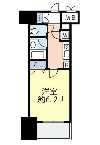 東京蒲田Square Towerの間取り|1Kバストイレ別