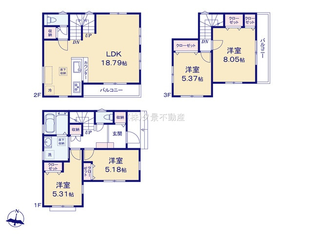 《仲介手数料無料》大宮区高鼻町２丁目179新築一戸建てミラスモの間取り