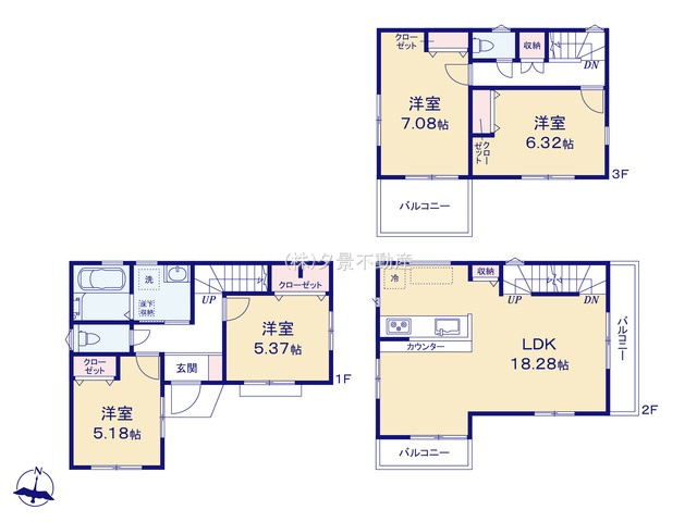 《仲介手数料無料》大宮区高鼻町２丁目179新築一戸建てミラスモの間取り