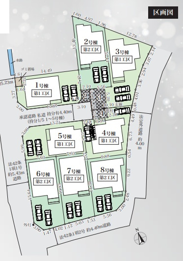 神戸市西区玉津町出合　第2期　新築一戸建ての区画図|全8区画