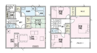 【間取り】 | 新潟市中央区上所上  第2  1号 | 3LDK＋畳コーナー＋WICの間取り、駐車スペース2台可です('ω')ノ