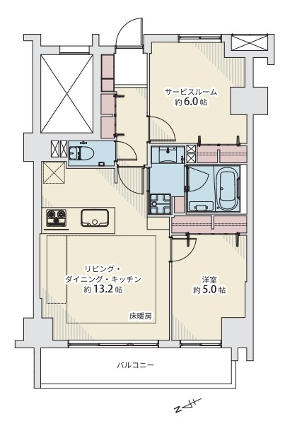 マイキャッスル加賀エクセレントステージの間取り|マイキャッスル加賀エクセレントステージ：全居室収納・窓が付いた１ＳＬＤＫリノベーション物件は居室としても使えるサービスルーム付き！令和８年１０月３０日完成予定です！
