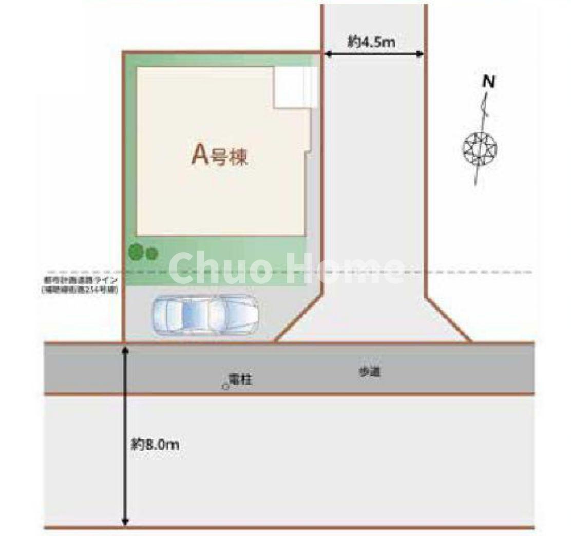 葛飾区水元5丁目新築分譲住宅の区画図|【区画図】南東角地！