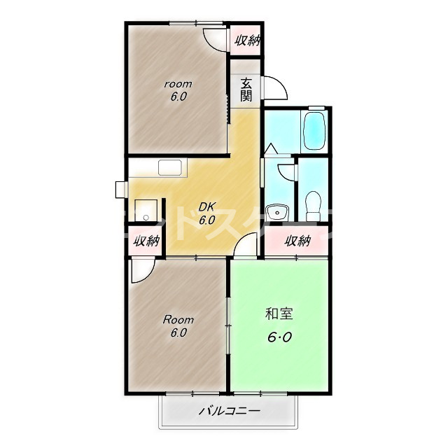 ハイツしずかＢの間取り|高崎、前橋のお部屋探しはエンドスケープまで！お客様の理想お聞かせ下さい♪