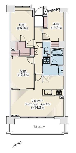 シスナブ池袋本町の間取り|シスナブ池袋本町：南東向き！全居室収納が付いた３ＬＤＫリノベーション物件は住設備も充実しております！令和８年１０月２６日完成予定！