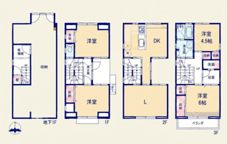 【間取り】 | 中野区江古田4丁目　中古戸建　11800万円 | 生活感を上手に隠す、分離独立型のダイニングキッチンとリビングスペース。