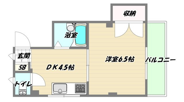 大阪市東淀川区東中島５丁目の賃貸マンションの間取り