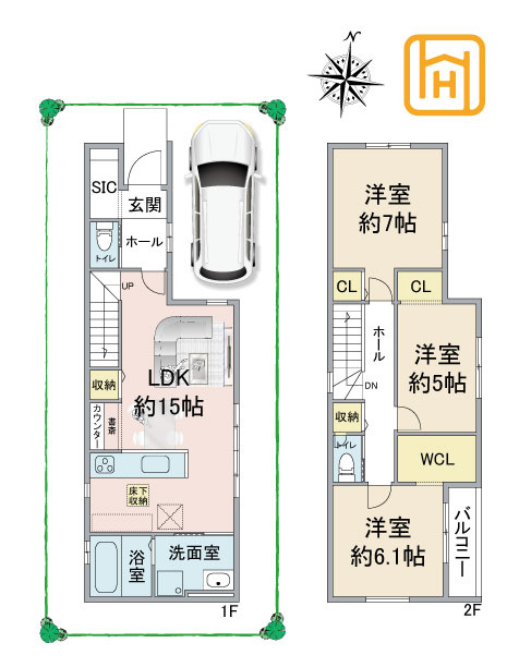 テラシエ鈴原町6丁目新築一戸建て│3LDK+駐車1台可の間取り|※現況と図面が異なる場合現況を優先いたします。