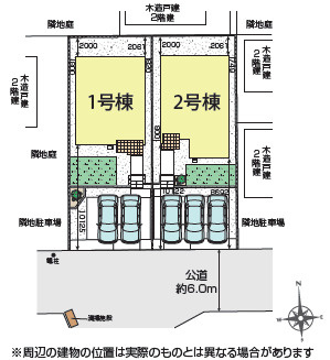 《仲介手数料半額》狭山市狭山台２丁目　全2棟　1号棟の区画図