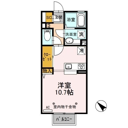 【間取り】 | Ｄ-ｒｏｏｍ思川ローズ Ｈ