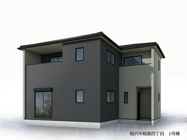 新築戸建て・仲介手数料無料）稲沢市稲島四丁目・１号棟の外観パース|完成予想図（外観）