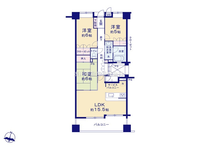 サンクレイドル八王子北野台の間取り|～南向き3LDK　陽当たり良好、収納豊富な間取りです～