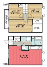 【間取り】 | ビラ柏台　2号館