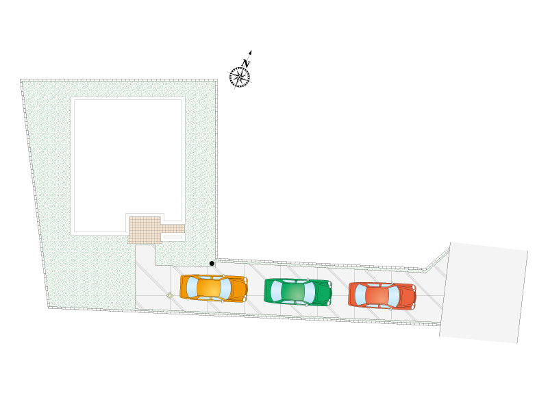 【1号棟　区画図】駐車3台可能！