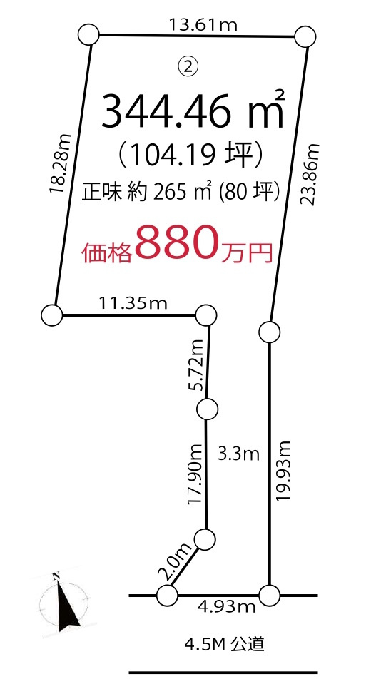 敷地面積１０４坪　売地　川越市小堤