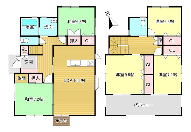 北葛城郡河合町大輪田の間取り|5LDK　土地面積：489.80ｍ2　建物面積：142ｍ2　駐車スペース3台分(車種による)