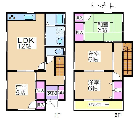 加古郡播磨町東本荘2丁目　中古戸建の間取り