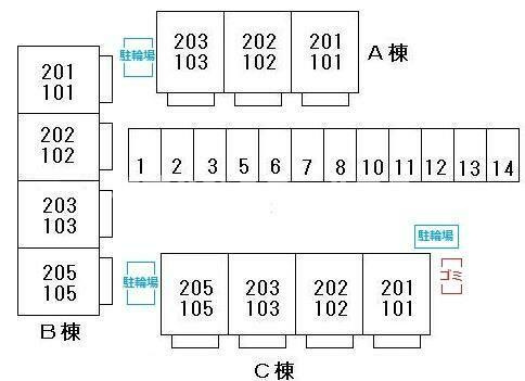 サンガーデン藤原　Ａ棟の区画図
