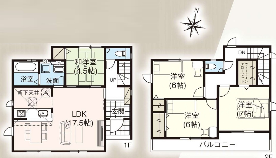 戸塚区小雀町 新築戸建 4499万円の間取り