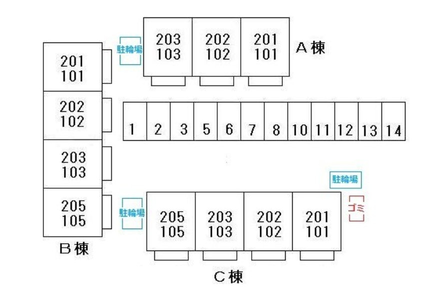 サンガーデン藤原A棟の区画図