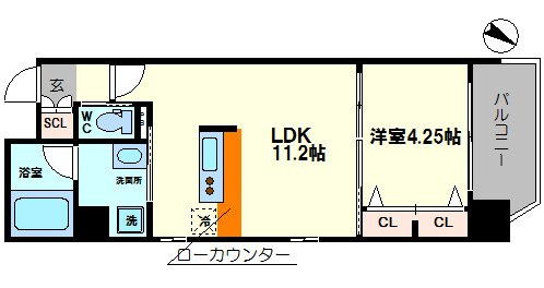 ラクラス江戸堀の間取り|ラクラス江戸堀　広々とした室内