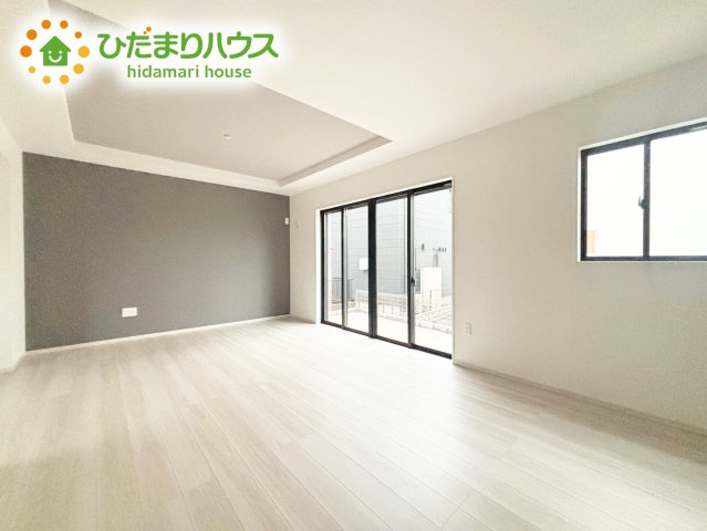 【居間・リビング】 | ひたちなか市平磯遠原町1期　新築戸建 | 大型テレビに大型ソファー(^^)どんなインテリアにするか考えただけでわくわくしますね！
